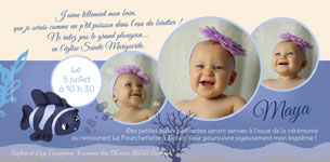 Carte invitation bapteme theme Marin